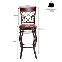 Set of 2 Vintage Bar Stools Swivel Padded Seat Bistro Dining Kitchen Pub Chair