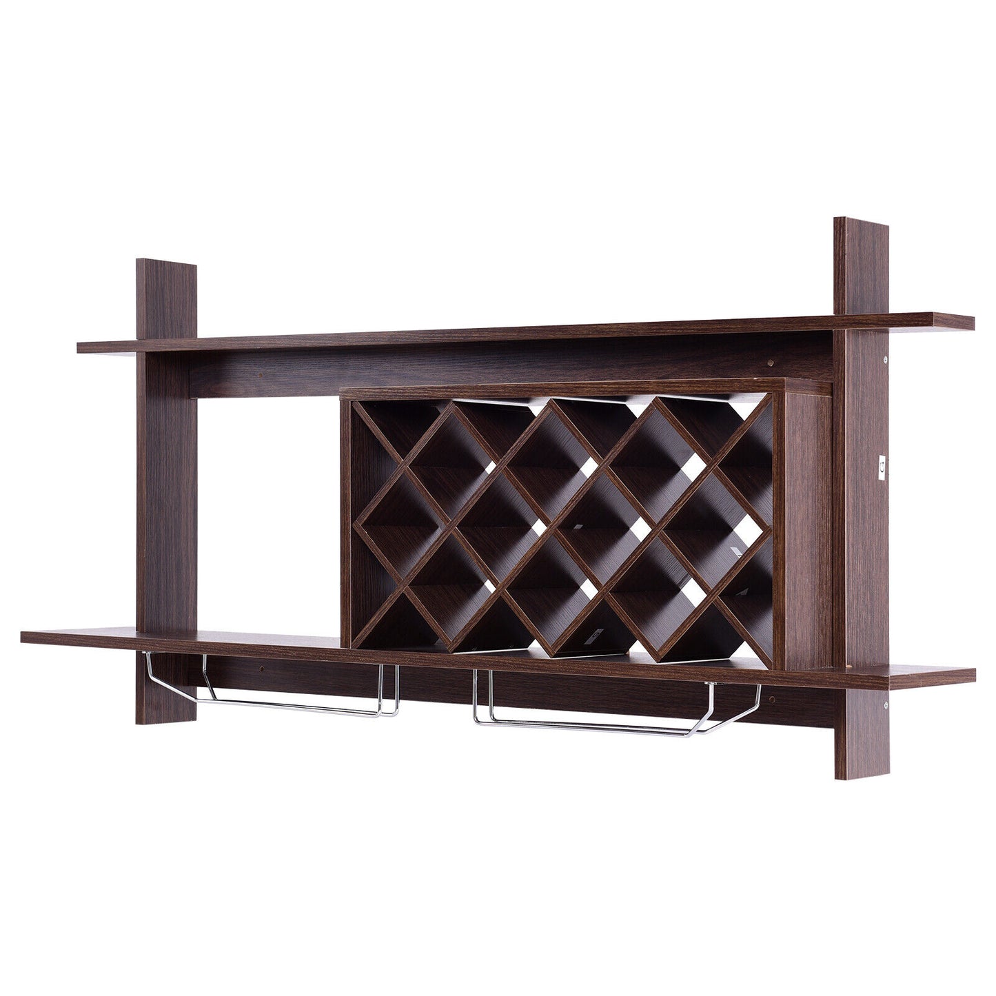 Wall-mounted Wine Rack Bottle Glass Holder Wine Storage Shelf