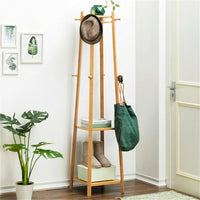 Coat Stand Rack Hanger Tree Hat Umbrella Wooden Standing Shoe Shelves Storage AU