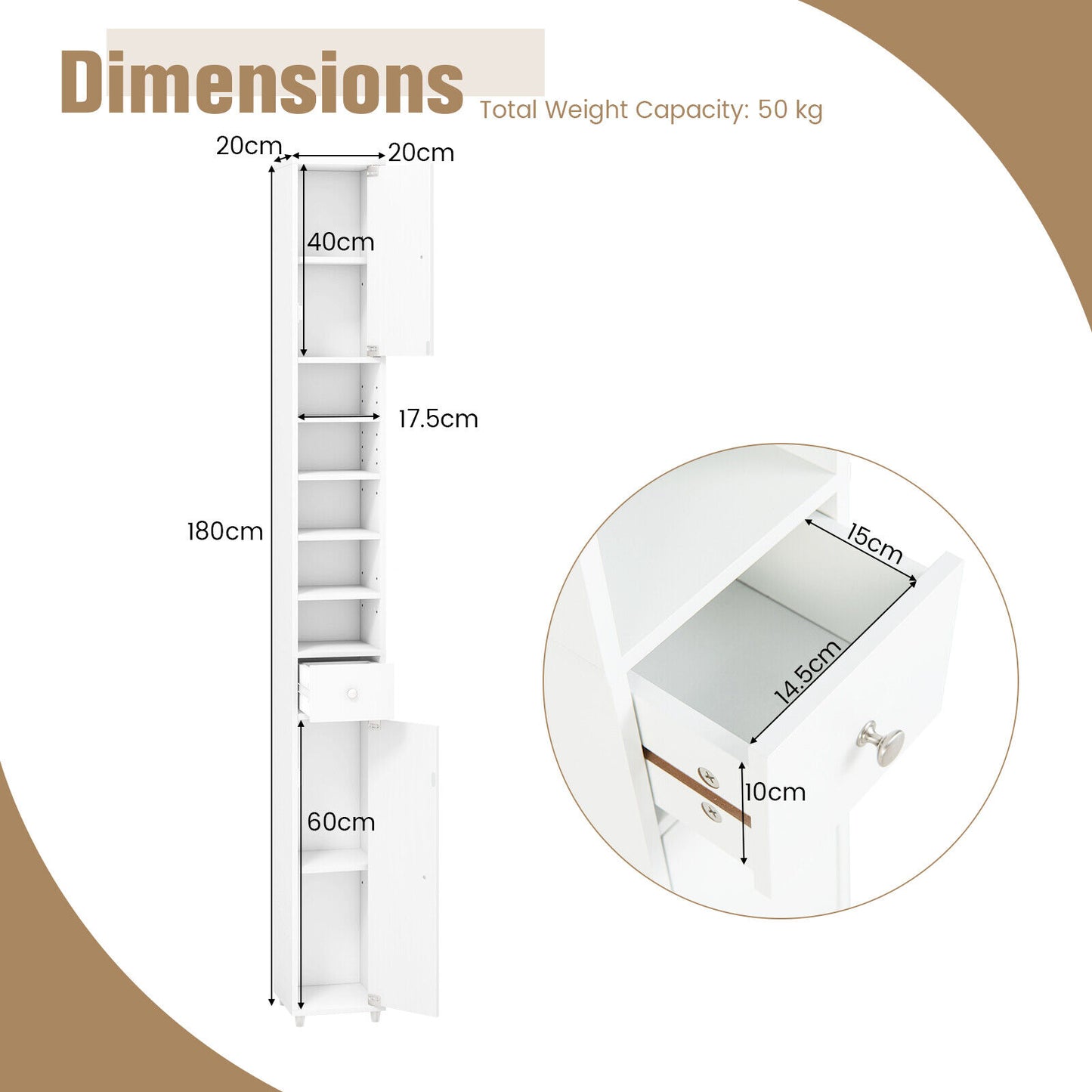 Freestanding Floor Storage Cabinet Organizer w/ Adjustable Shelves