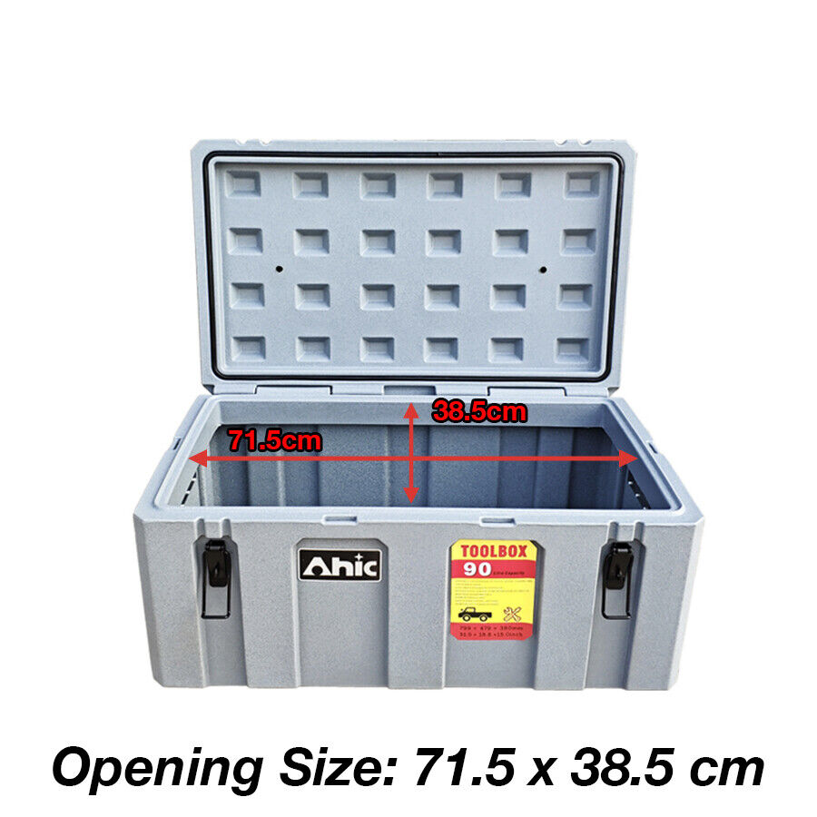 90L Poly Tool Box Storage Grey Case Heavy Duty Waterproof Cargo Box