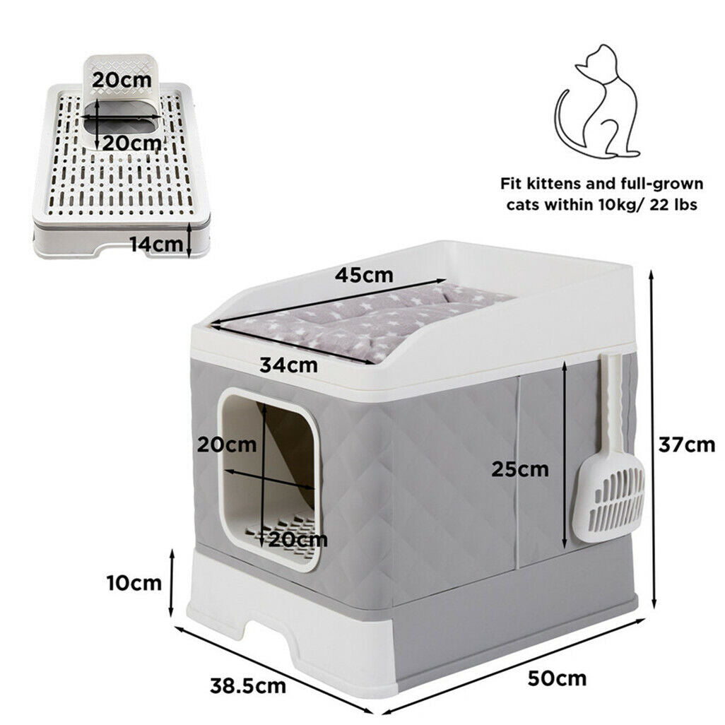 Jumbo Space Enclosed Cat Litter Box Cat Bed Odorless Kitten Tray Toilet Cabinet