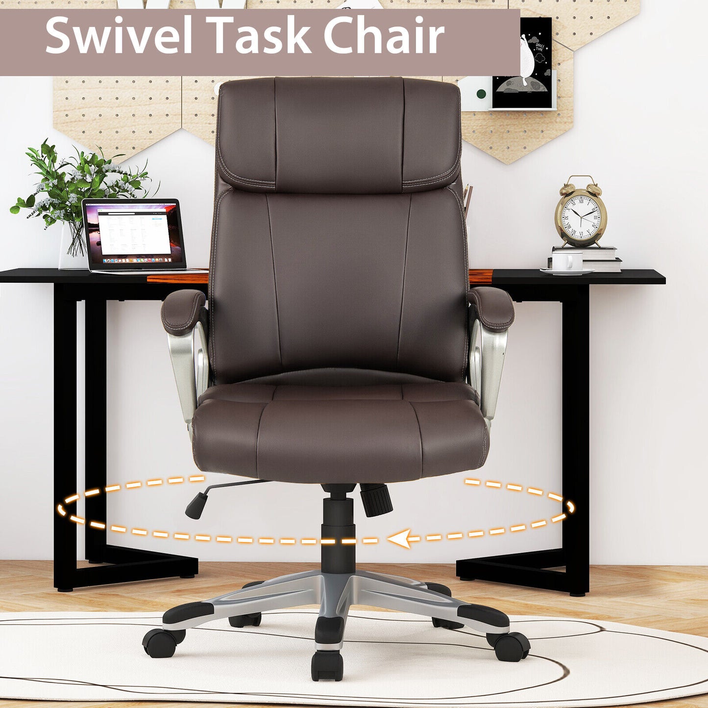 Executive Ergonomic Office Desk Chair Adjustable Home Chair w/ Flip-up Armrests