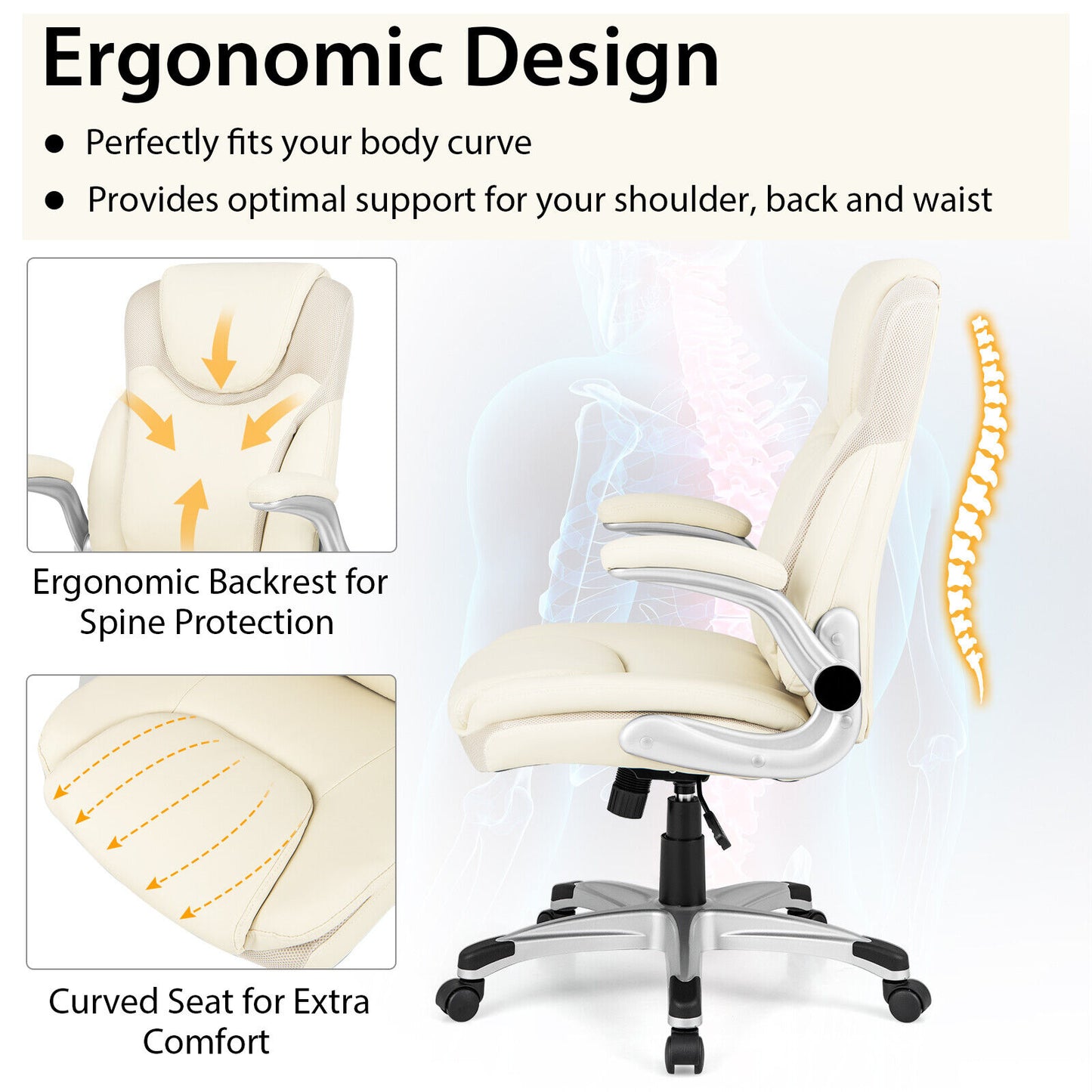 Premium Ergonomic Executive Office Chair 360 Degree Swivel and Adjustable