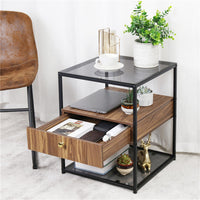 Elegant End Tables Coffee Table Glass Surface Nightstand Cabinet for Home Office