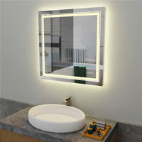 Square Double Strip Light Bathroom Mirror Illuminated Vanity Makeup Mirror IP>44