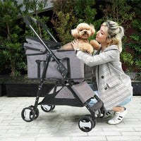 4 Wheel Detachable Foldable Pet Stroller Dog Cat Pram Carrier Car Seat Max 30KG