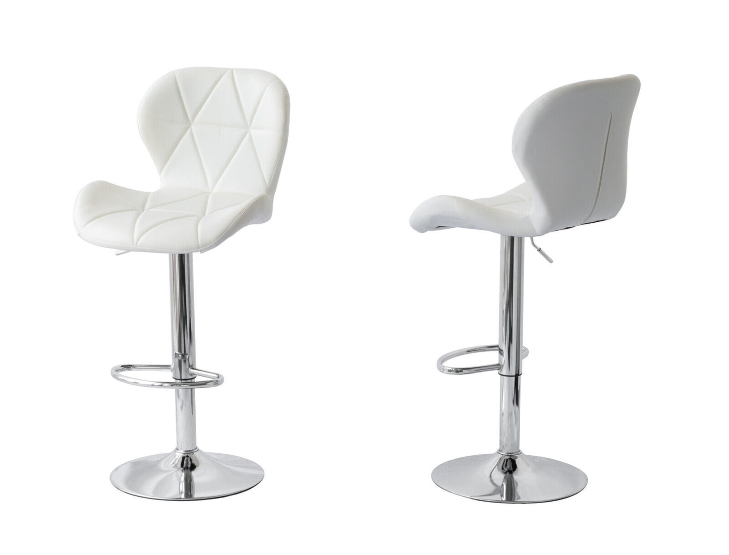 Hacienda 2 Comfortable Bar Stools (White) w/ Adjustable Height, 90-112cm