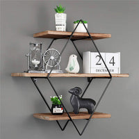 3Tier Retro Thicken Metal Hanging Floating Display Shelf Book Storage Rack Decor