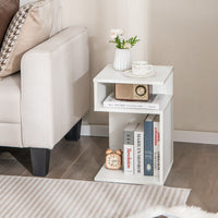 S-Shaped Side Table Sofa End Table Modern Nightstand w/ Open Compartments White