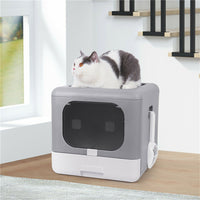 Foldable Fully Enclosed Hooded Cat Litter Box Self-Cleaning Kitty Toilet w Tray