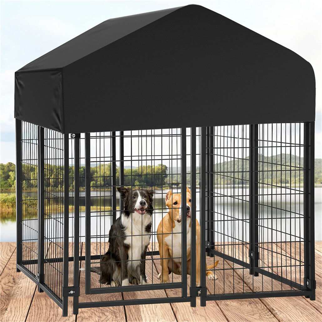 Lockable Dog House Kennel Pet Playpen with Water-Resistant Roof for Medium Dog