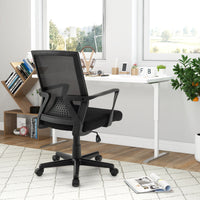 Mesh Office Chair Swivel Rocking Chair Adjustable w/ Armrests & Lumbar Support