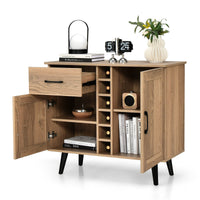 2-Door Wine Bar Cabinet Kitchen Sideboard Buffet w/ Drawer & Adjustable Shelves