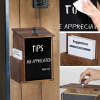 Wooden Wall Mounted Ballot Comment Charity Donation Box with Key & Writing Board