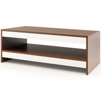 Coffee Table Wood 2-Tier Rectangular Coffee Table W/Storage Shelf Living Room