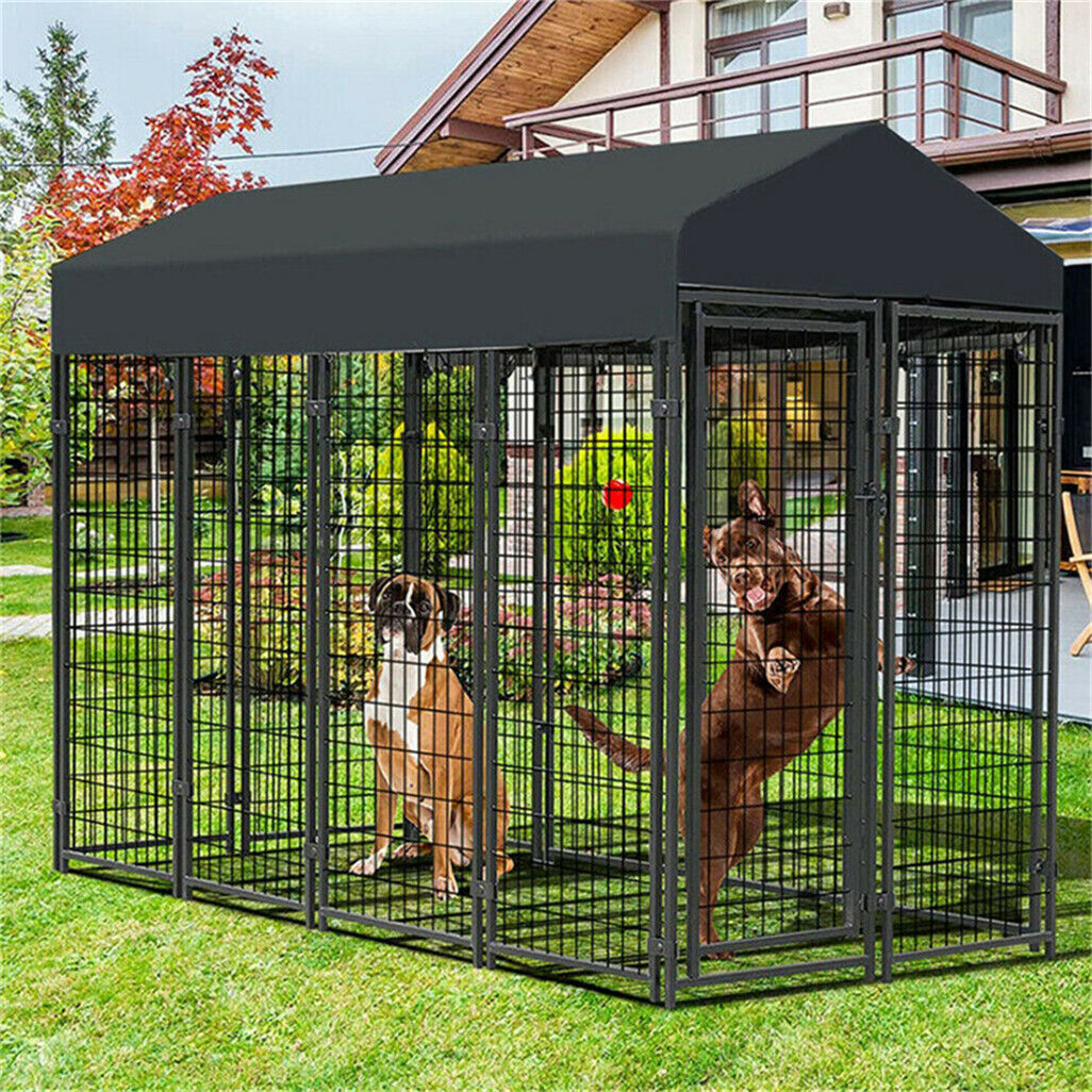 Giant Dog Kennel Dog Crate Cage Yard Animal Pet Enclosure Playpen WaterproofRoof