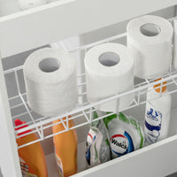 Bathroom Toilet Paper Roll Holder Narrow Shelf On Wheels