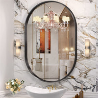 Large Pill Shaped Wall Mirror HD Aluminum Frame Bathroom Vanity Mirror Entryway