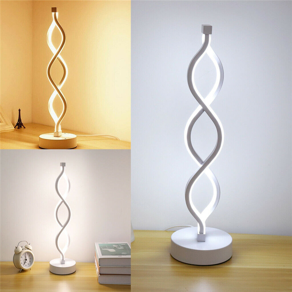 Spiral Table Lamp Dimmable Curved Wave Desk Light USB LED Bedside Bedroom Deco