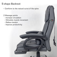 Office Chair with Massager Premium PU Leather Recliner Computer Gaming Seat