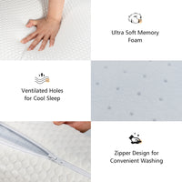 Memory Foam Bed Pillow Sleeping Ventilated Cooling Zippered Pillowcase