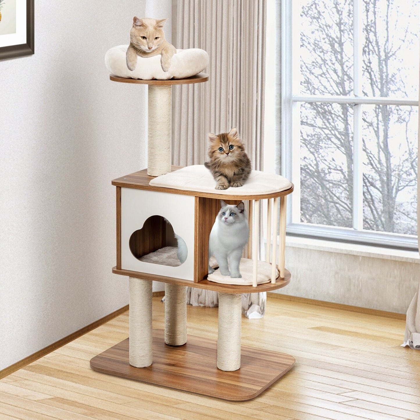Cat Tree Tower Scratching Posts Kitty Playhouse Climbing Condo Stand Furniture