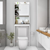 Over The Toilet Toilet Rack Bathroom Cabinet Organizer w/Louver Door