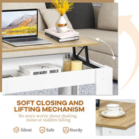 Lift Up Top Table Mechanical Coffee Table w/ Storage Compartment Modern White