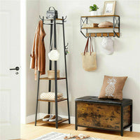 Hall Tree Entryway Tower Coat Rack Stand with Storage Shelf 8 Hook Clothes Rail