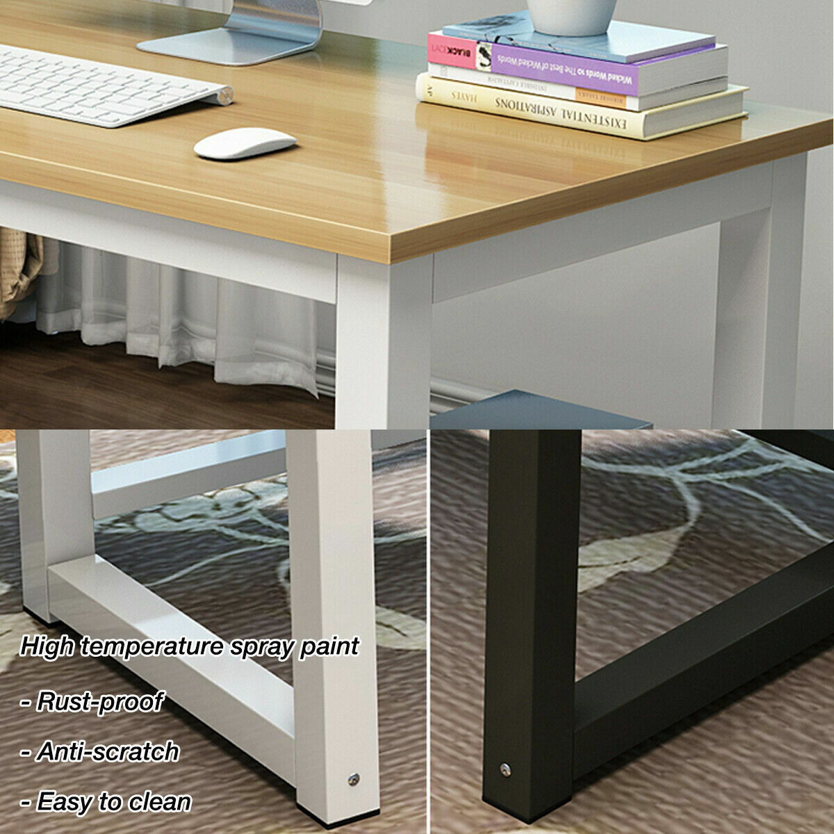 Computer Desk Study Office Table Black Marble PC Laptop Table Student Home Writi