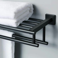 Bathroom Lavatory Towel Rack Shelf Two Bars Wall Mount,SUS 304 Stainless Steel