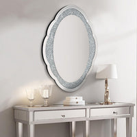 Oval Wall Mirror Diamond Accent Jeweled Decorative Wall Mirror Bedroom Bathroom