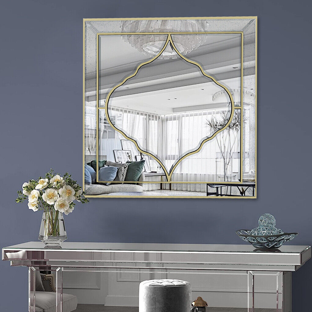 Hlartdecor Frameless Beveled Wall Decor Mirror Silver Polished Abstract Mirror