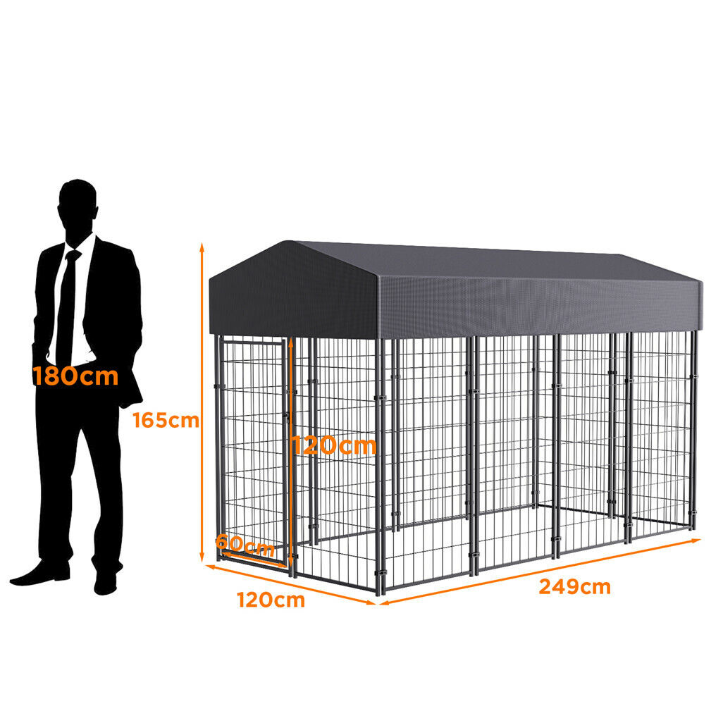 Giant Dog Kennel Dog Crate Cage Yard Animal Pet Enclosure Playpen WaterproofRoof