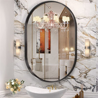 Thin Aluminum Frame Capsule Mirror Oblong Bathroom Mirror Wall Vanity Mirror