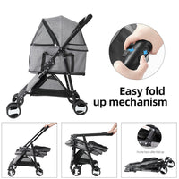 Large 4Wheel Pet Stroller Foldable Carrier Strolling Cart Cat Dog Pram Pushchair