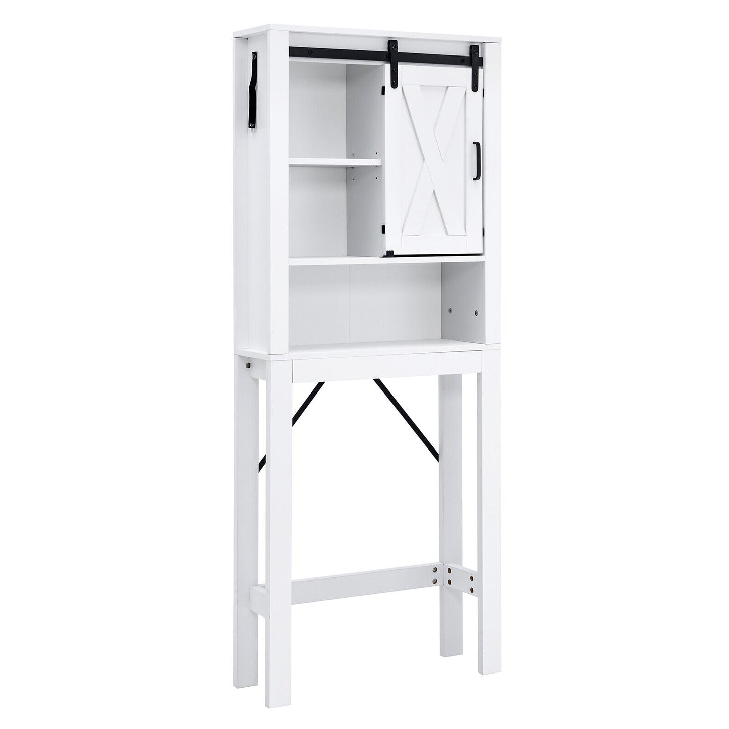 Over Toilet Storage Shelf Rack Laundry Bathroom Cabinet Sliding Door White 171CM