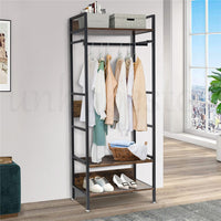 4-IN-1 Large Garment Coat Rack Shoe Rack Vintage Hall Tree for Entryway Bedroom