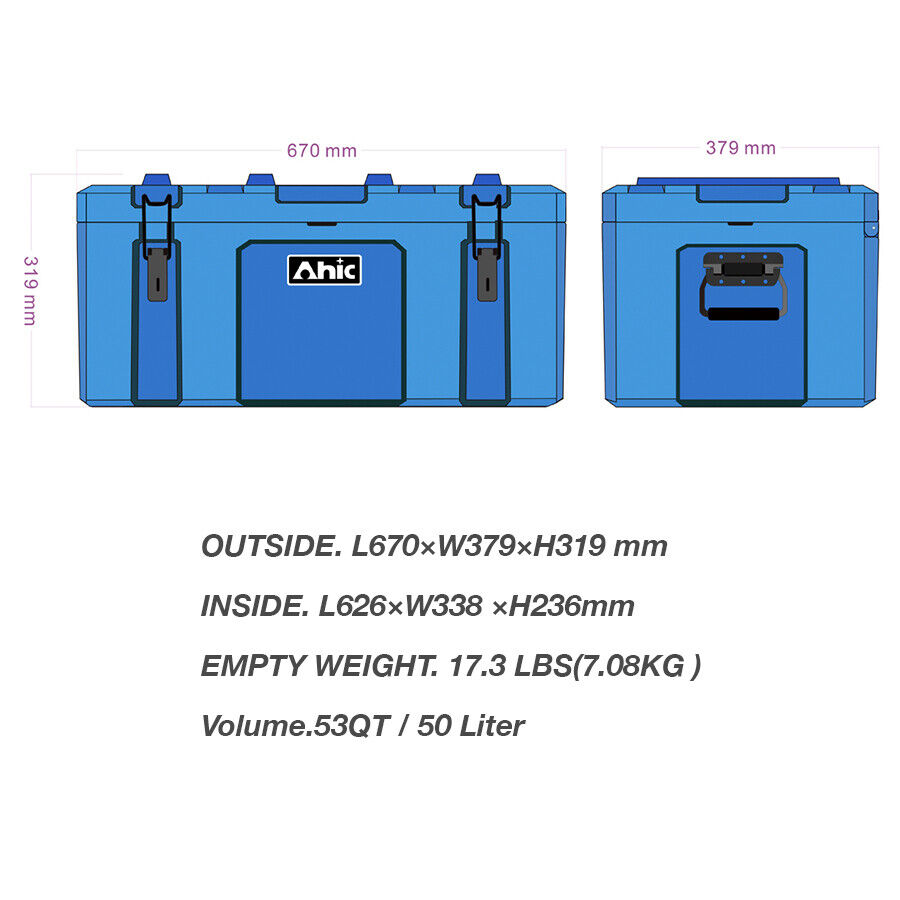 Grey Poly Tool Box Storage 50+90+160L Plastic Case Heavy Duty Waterproof Cargo