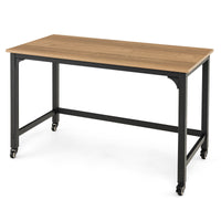 Rolling Computer Desk Metal Frame PC Laptop Table WoodStudy Workstation