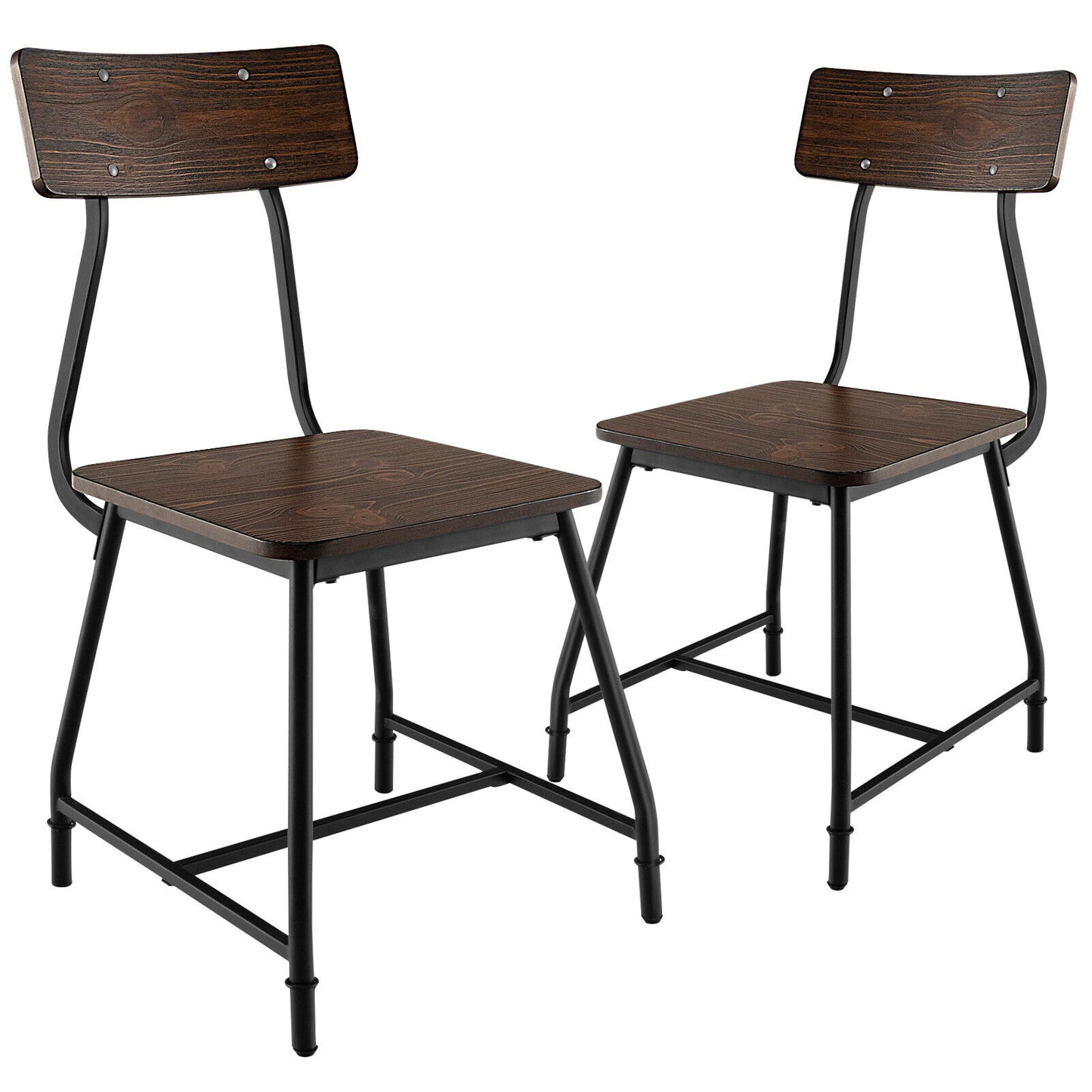 Dining Chairs Set of 2 Modern Vintage Chairs Cafe Kitchen Wood & Metal