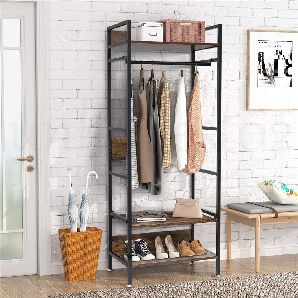 Industrial Hall Tree Entryway Coat Rack w/ Shoe Storage Shelf f Hallway Bedroom