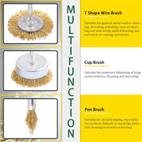 Set of 9 True Brass Wire Wheel Brush Kit Crimped Cup Brush for Drill Cleaning