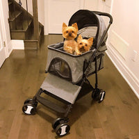 Heavy Duty Pet Stroller Pram One-Click Fold Jogger Dog Cat Carrier Travel System