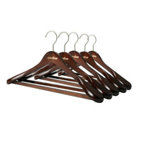 Hanger 5X Luxury Wood Coat Hangers Contonured Suit Dress Non Slip Pants Bar