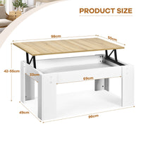 Lift Up Top Table Mechanical Coffee Table w/ Storage Compartment Modern White