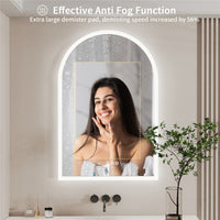 Arch Dimmable Led Bathroom Vanity Mirror w Antifog Temperature Date?Time Display