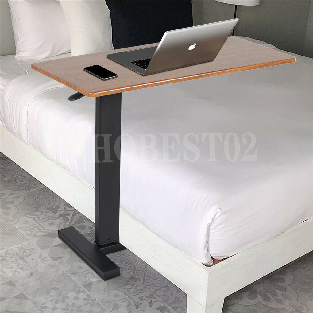 Adjustable Overbed Bedside Table w/ Mute Wheels C-Shaped Mobile Sofa Side Table