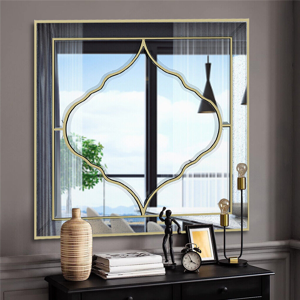 Hlartdecor Frameless Beveled Wall Decor Mirror Silver Polished Abstract Mirror